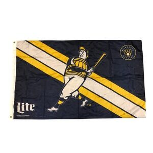 Milwaukee Brewers Miller Lite Flag Banner Man Cave MLB Baseball Decor 49"x‎ 29"